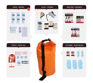 2 Person Necessity Survival Kit Dry Bag for Disaster Preparedness