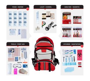 2 Person Comfort Survival Kit in Backpack for Disaster Preparedness