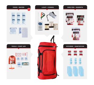 3 Person Survival Kit Rolling Bag with Emergency Supplies
