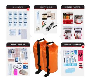 3 Person Comfort Survival Kit Dry Bag with Essential Emergency Supplies