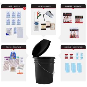 2 Person Emergency Survival Kit with Bucket, Lid & Essential Supplies