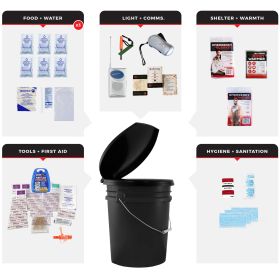 3 Person Emergency Survival Kit Bucket with Lid & Essential Supplies