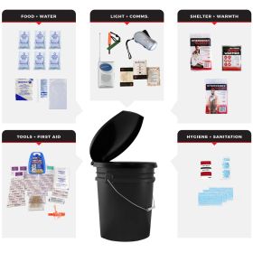 1 Person Necessity Survival Kit Bucket with Lid