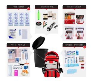 3 Person Emergency Preparedness Comfort Kit with Storage Bucket and Lid