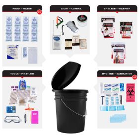 3 Person Essential Survival Kit Bucket with Lid for Disaster Preparedness