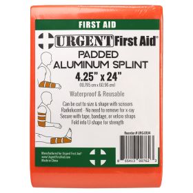 Padded Multi-Purpose Splint, Aluminum, Reusable, Orange, 4.25 x 24, Urgent First Aid