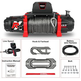 X-BULL 13500 lb Winch Electric Winch -12V DC Power for Towing Truck Off Road, 2 in 1