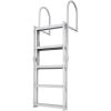 Dock Ladder, Retractable 5 Steps, 350 lbs Load Capacity, Aluminum Alloy Pontoon Boat Ladder with 66.9''-78.9'' Adjustable Height, 4'' Wide Step & Mat