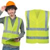 Yellow High Visibility Safety Vests, Large. Pack of 25 Polyester Reflective Vest for Women with Silver Reflective Strips