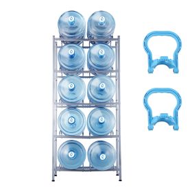 5 Tiers Water Jug Holder, 5 Gallon Water Bottle Holder, Double Row Water Bottle Rack for 10 Bottles, Heavy Duty Water Jug Rack for Kitchen, Office