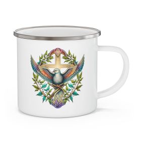Enamel Camping Mug, Floral Illustration