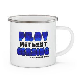 Enamel blue & white Camping Mug, Christian Inspiration