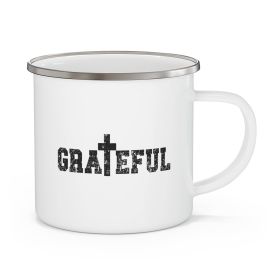 Enamel Camping Mug, Black Illustration