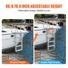 Dock Ladder, Retractable 5 Steps, 350 lbs Load Capacity, Aluminum Alloy Pontoon Boat Ladder with 66.9''-78.9'' Adjustable Height, 4'' Wide Step & Mat