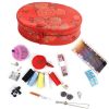 Chinese Wedding Sewing Kit with Red Case 5 Colors Thread Spools, Random Pattern