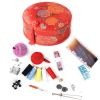 Chinese Wedding Sewing Kit with Red Round Case 5 Colors Thread Spools, Random Pattern