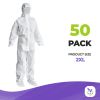 White Disposable Coveralls, 2X-Large. Pack of 50 Unisex Tear Resistant SMS Lab Coveralls Disposable with Hood, Boots