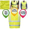 Yellow High Visibility Safety Vests, Large. Pack of 25 Polyester Reflective Vest for Women with Silver Reflective Strips