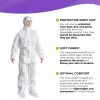 White Disposable Coveralls, 2X-Large. Pack of 50 Unisex Tear Resistant SMS Lab Coveralls Disposable with Hood, Boots