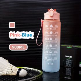 32oz/900mL Motivational Water Bottle (Color: Pink-Blue)
