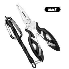 Curved Mouth Fish Line Scissors (Color: Black with rope)