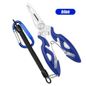 Curved Mouth Fish Line Scissors (Color: Blue with rope)