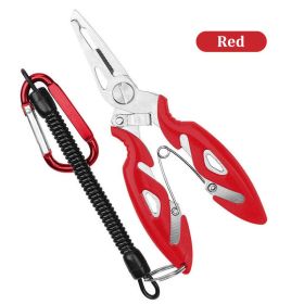 Curved Mouth Fish Line Scissors (Color: Red with rope)