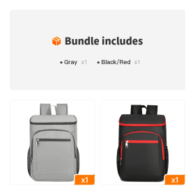 Waterproof Leakproof Outdoor Cooler Backpack For Hiking (Color: Gray+Black/Red)