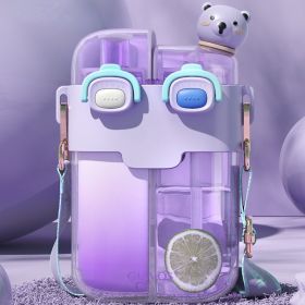 Cartoon Animal Decor Water Bottle (Color: Purple, size: 26 OZ)