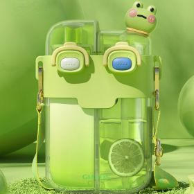 Cartoon Animal Decor Water Bottle (Color: Green, size: 26 OZ)