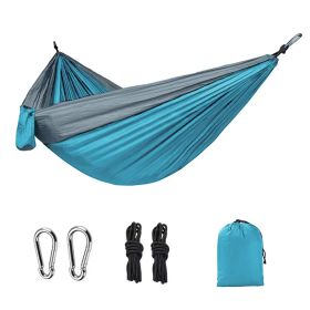 1pc Outdoor Camping Hammock (Color: 106*55in Light Blue And Gray)