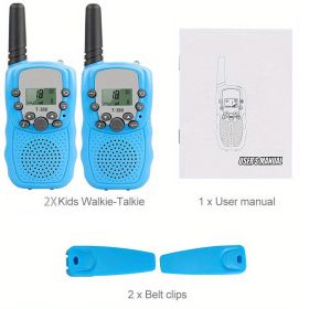 2pc Multifunctional Portable Kids Walkie Talkie (Color: 2pcs Blue)