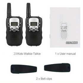 2pc Multifunctional Portable Kids Walkie Talkie (Color: 2pcs Black)