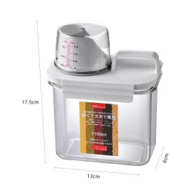 1pc Portable Plastic Food Storage Box (Capacity: 1100ml Airtight Measuring Cup)