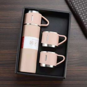 1pc/1Set Stainless Steel Thermal Cup (Color: Pink + Gift Box + 2 Cup Covers)