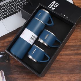 1pc/1Set Stainless Steel Thermal Cup (Color: Blue + Gift Box + 2 Cup Covers)