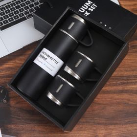 1pc/1Set Stainless Steel Thermal Cup (Color: Black + Gift Box + 2 Cup Covers)