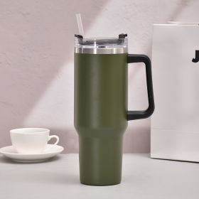 40oz Handle Cup stainless Steel insulated (Color: Dark green)