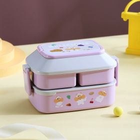 Double-Layer Bento Lunch Box (Color: Purple Grey S)