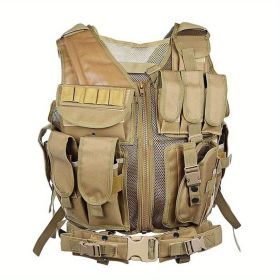 Tactical Vest with Belt & Holster (Color: Brown)