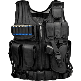 Tactical Vest with Belt & Holster (Color: Black)