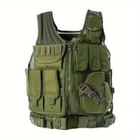 Tactical Vest with Belt & Holster (Color: Green)