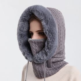 Winter Fleece Hood, Outdoor Riding 2 In 1 Neck Warmer & Hood, Cold-proof Ski Hood, (Color: grey)