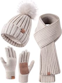 Women's Winter Accessories Set (Color: Oatmal)