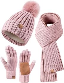 Women's Winter Accessories Set (Color: Pink)