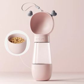 Dog Water Bottle (Capacity: Water Bottle & Food Container 350ml+200ml, Color: Cute Ears / Pink)