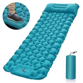inflatable Outdoor Sleeping Pad (Color: Peacock Blue)