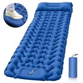 inflatable Outdoor Sleeping Pad (Color: Blue)