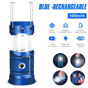 Portable Solar LED Camping Light (Wattage: Blue rechargeable, Ships From: CN)