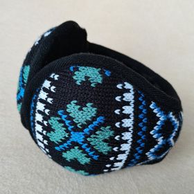 Winter Earmuffs Men's New Warm Earmuffs Women's Wearable Plush Earmuffs (colour: Blue green snowflake wool)